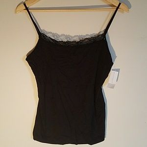 Black camisol top with lace trim size M